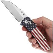 KT1015V9 — Couteau Kansept Main Street Crossbar Lock Acier 154CM Stonewash Wharncliffe Manche G10 Motif Drapeau Américain EDC Livraison Gratuite