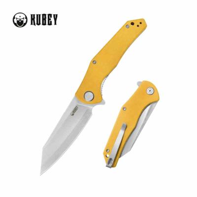 KUB158N Couteau Kubey Flash | Lame Reverse Tanto Acier San Mai M2 | Manche Yellow G10 Bearings Linerlock - Livraison Gratuite