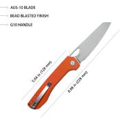 KUB365A Couteau Kubey Elang Orange Lame Acier AUS-10 Bead Blasted IKBS - Livraison Gratuite