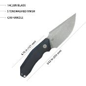 KUB381A Couteau Fixe Kubey Basilisk Black Lame Acier 14C28N Etui Kydex - Livraison Gratuite