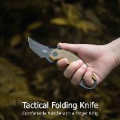 KUB439E Couteau Pliant Kubey Jaw Tanto Karambit Lame Recurve Acier 14C28N Manche Ultem Translucide Liner Lock - Livraison Gratuite