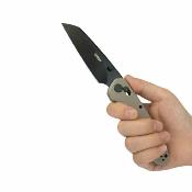 KUB446F Kubey Bonza Lame Acier 14C28N Satin Manche G10 Black & Khaki Crossbar Lock - Livraison Gratuite