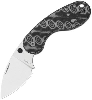 KV2742DSJA2 — Couteau Kizer Microbe Vortex Lame Acier 14C28N Drop Point Manche Micarta Motif Vortex Slipjoint Clip de Poche Livraison Gratuite