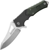 LKN222 — Couteau Lansky Responder X9 Lame Acier 12C27 Satiné Drop Point Manche G10 Noir Vert Linerlock Clip - Livraison Gratuite