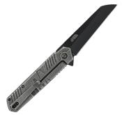  MTA2005BB Couteau Semi Automatique MTech Framelock Lame Sheepsfoot Acier 3Cr13MoV Manche en Acier Noir BSW - Livraison Gratuite
