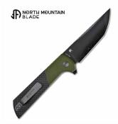 NMB2407SGCFD North Mountain Blade Chop 2 – Couteau Pliant Lame SLD‑Magic San Mai Tanto – Manche Alu/FCarbone Vert – Livraison Gratuite
