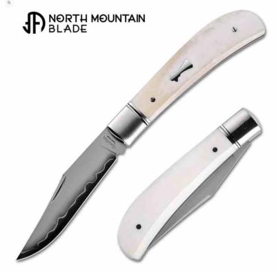 NMB2531CB North Mountain Blade - Couteau Lanny Thin Cattle Bone Manche Os Lame Acier SLD Clip Point Slipjoint - Livraison Gratuite