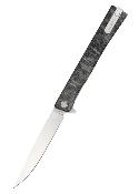 OCA10ETS — Couteau Ocaso Solstice Linerlock Lame Acier S35VN Drop Point Manche Titane Noir Gravure Topographique Livraison Gratuite