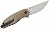 PFKP06GRMDW Couteau Petrified Fish Simum | Lame Trailing Point Acier K110 D2 | Manche Khaki Micarta Linerlock - Livraison Gratuite