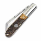 QGSH180 Couteau Queen Large Sheepsfoot Barlow Lame Acier 1095 Manche Bois de Cerf Slip Joint USA - Livraison Gratuite