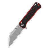QS149A1 QSP Couteau Swordfish Black/Red Lame Wharncliffe Acier 14C28N IKBS Button Lock - Livraison Gratuite