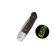 QS175D QSP Heron Nitro V Orange Shredded CF Couteau Lame Acier Nitro-V Manche Plaquettes Carbone Phosphorescent Slip Joint - Livraison Gratuite