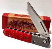 RR2612 Couteau Rough Ryder Barlow Lame Clip Point Acier Inox Manche Os Rouge Slip Joint - Livraison Gratuite