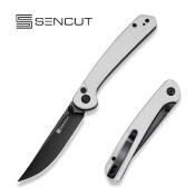 S250071 Sencut Skelfin White | Lame Clip Point Acier 9Cr18MoV Manche G10 | Button Lock | Roulement Céramique - Livraison Gratuite