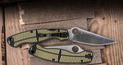 SC36GBKYLMCP2 SPYDERCO Military 2 Salt Couteau Lame Acier CPM MagnaCut Satin Manche G10 Yellow/Black  USA - Livraison Gratuite