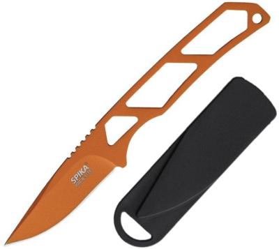 SPIKPLFB010 Couteau SPIKA Pack-Lite Orange Lame Acier 440 Manche Squelette Housse Plastic - Livraison Gratuite