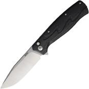 SRM221XGB — Couteau SRM 221X Lame Acier 14C28N Brushed Bowie Manche G10 Motif Carbone Noir Button Lock - Livraison Gratuite