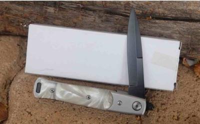 Lot de 3 STT27108SL1 Couteau pliant S-TEC | Style Stiletto | Lame noire Acier Inox Manche acrylique blanc Linerlock - Livraison Gratuite