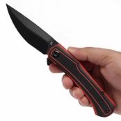 T1024A1 Couteau Tenable Kratos Pliant Drop Point Acier Nitro-V Manche G10 Black/Red Sécurité Liner Lock - Livraison Gratuite 