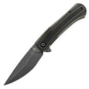 T1024A4 Couteau Tenable Kratos Pliant Drop Point Acier Nitro-V Manche G10 Black&Green Sécurité Liner Lock - Livraison Gratuite 