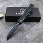 TD013BK Couteau Defcon Operator Tanto Reverse 14C28N Manche Aluminium Sécurité Button Lock - Livraison Gratuite