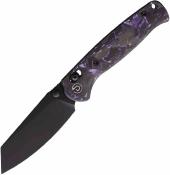 TD024CFPP Defcon Artifact - Couteau Axis Lock Lame Acier 14C28N Sheepfoot Manche FCarbone Black/Purple - Livraison Gratuite