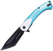 TF2026BL — Couteau Tac Force Linerlock A/O Lame Acier Inox Noir Tanto Manche Aluminium Bleu et Gris O/A EDC Livraison Gratuite