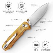 TVJM03YP14 Trivisa Dragonfly-Y – Couteau Pliant EDC, Lame 14C28N, Manche PEI, Verrouillage Axis Lock - Livraison Gratuite