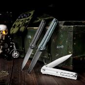 TVTY28GM14 Couteau Trivisa Seagull-G Drop Point Lame Acier 14C28N Manche Micarta Vert Bearing Liner Lock - Livraison Gratuite