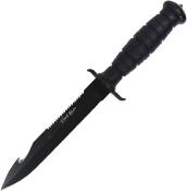 VNIFB32FPBBK Couteau V Nives Black Rambo Savage Lame Crochet Acier D2 Manche FRN/TPR Brise-Vitres Etui avec Aiguiseur - Livraison Gratuite