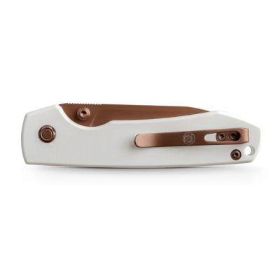 VOSA2913 Couteau Vosteed Raccoon A2913 Drop-Point Acier 14C28N Manche G10 Blanc Sécurité Top Liner Lock – Livraison Gratuite