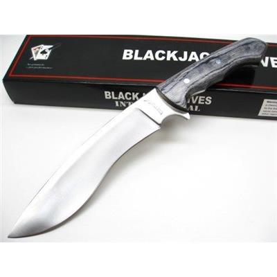 Couteau Kukri Gourka Lame Acier Chirurgical Manche Bois Etui Cuir Blackjack BJ065 - Free Shipping