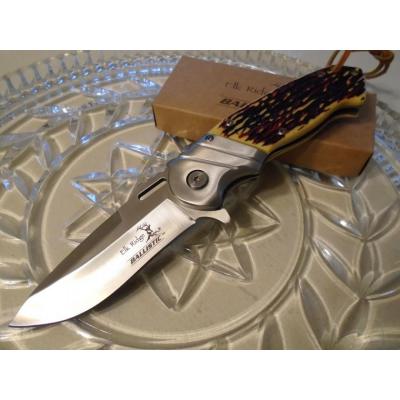 Couteau Elk Ridge Linerlock A/O Lame Acier 440 Manche Abs Façon Os ERA003I - Free SHipping