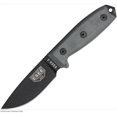 Couteau ESEE Model 3 Standard Edge Lame Acier 1095 Manche Micarta Made In USA ES3PB - Free SHipping
