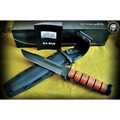 Couteau Ka Bar US Army Fighting Knife Acier Carbone 1095 Manche Cuir Etui Kydex Made In USA KA5020 - Free Shipping