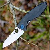Couteau Spyderco Drunken New Lame Acier CPM-S90V Manche Titane/Fibre Carbone SC235CFTIP - Livraison Gratuite