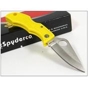 Couteau SPYDERCO LADYBUG 3 Yellow SALT Acier H-1 Plain Made In Japan SCLYLP3