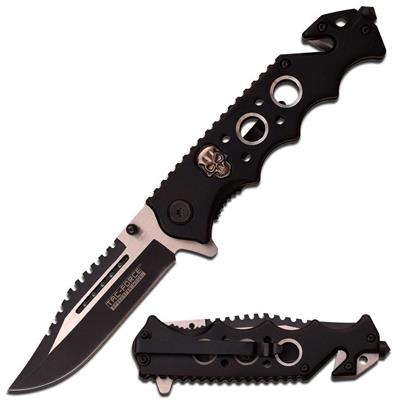 TF809BK Lot de 2 Couteau Tac Force Skull A/O Lame Acier Inox Clip Linerlock - Livraison Gratuite