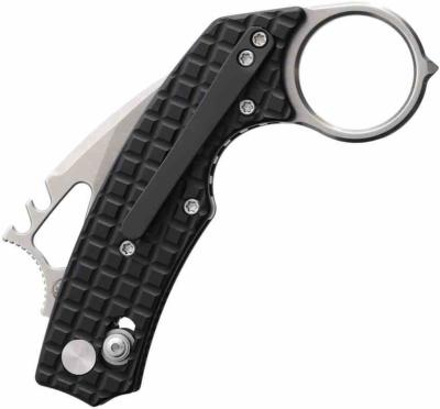AME507WBK Ameight Knives MK-2 – Couteau pliant Crossbar Lock Lame Acier 14C28N Stonewash Manche Aluminium Noir - Livraison Gratuite