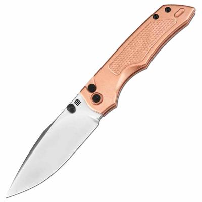 ATZ1870GCO ArtisanCutlery Wizard | Couteau Lame Drop Point Acier CPM S90V Manche Cuivre IKBS Button Lock - Livraison Gratuite