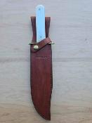 BCWSB02  Bear & Son American Bowie | Couteau Lame Clip Point Acier 12C27M | Manche White Bone USA Étui en cuir - Livraison Gratuite 