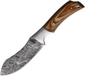 BNB24124 Couteau Damas BucknBear Recurve Wood Etui Cuir - Livraison Gratuite