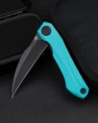 BTKG59F Couteau Bestech Ivy | Lame Acier 14C28N Black Stonewash (HRC 58-60) | Manche Plaquettes Teal G10 | Linerlock | Livraison Gratuite