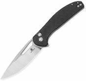 BTKMK18A Bestechman Whalefin |Couteau Lame Drop Point Acier D2 Satin/Stonewash | Manche Black G10 Button Lock  - Livraison Gratuite