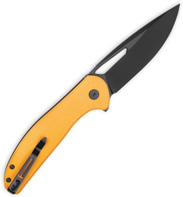 BTKMK18E — Couteau Bestechman Whalefin Lame Acier D2 Drop Point PVD Noir Dureté 58-60 HRC Manche G10 Jaune B-Lock - Livraison Gratuite
