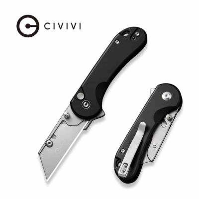 C23039B1CP — Couteau Pliant Civivi Elementum Utility Button Lock Lame Acier 6Cr13 Manche Aluminium Noir Thumb Stud Livraison Gratuite