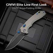 CE250931 — Couteau Civivi Elite Brova Top Liner Lock Lame Acier CPM S35VN Noir Manche Aluminium Gris Livraison Gratuite