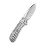 CIVC18062AM1 — Couteau CIVIVI Elementum Lame Acier Nitro-V Drop Point Satinée Rock-Grind Manche Lexan Transparent Poli Flipper Liner Lock - Livraison Gratuite