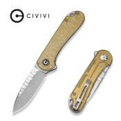 CIVC18062AM2 — Couteau CIVIVI Elementum Lame Acier Nitro-V Drop Point Satinée Rock-Grind Manche Ultem Jaune Polri Flipper Liner Lock - Livraison Gratuite