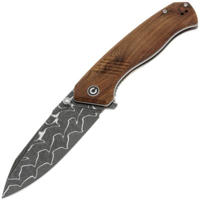 CIVC23079DS1 Couteau Pliant Civivi Placoid Lame Acier Damas Manche Bois Marron Liner Lock - Livraison Gratuite